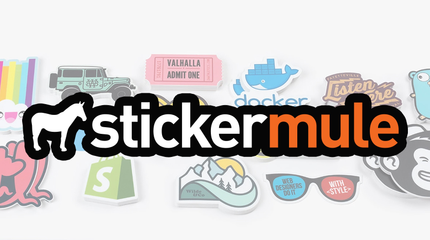 Custom die-cut stickers with Sticker Mule branding