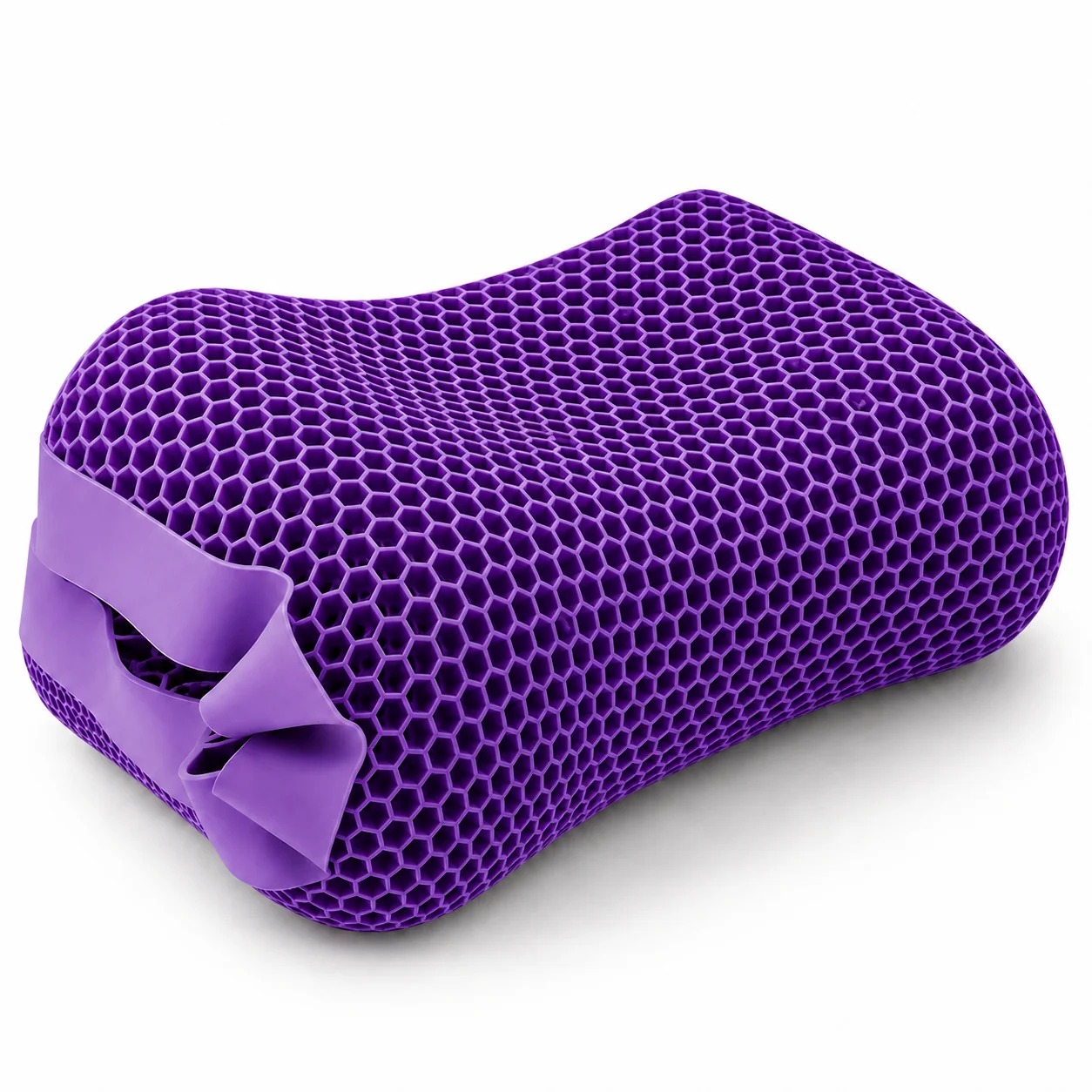 Purple honeycomb pillow with removable white cover