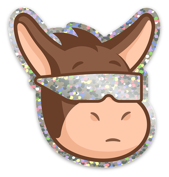 Sticker Mule holographic donkey mascot sticker with glitter border