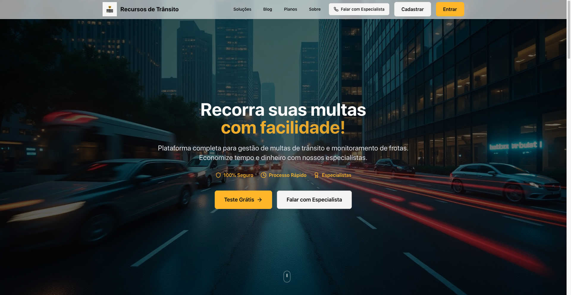Capa do projeto Recursos de Trânsito BR