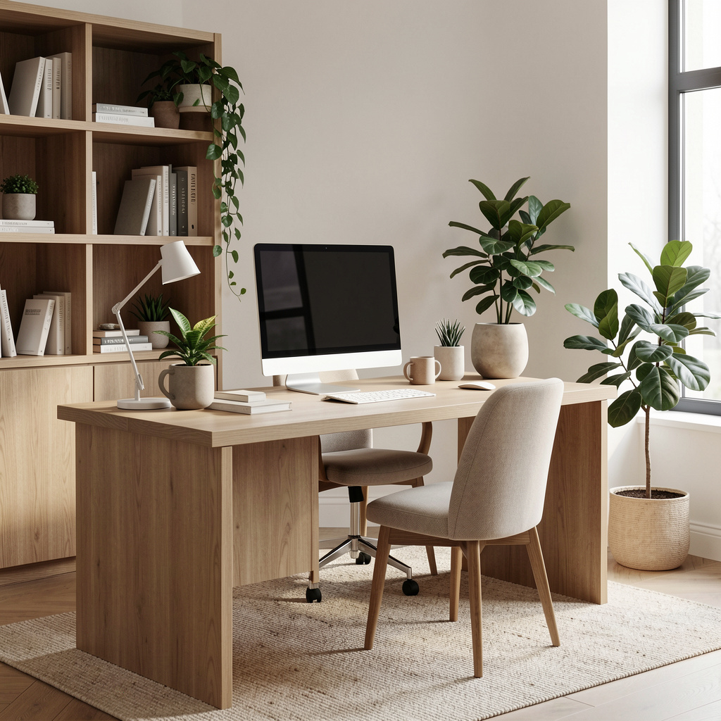 Bureau professionnel avec bibliotheque