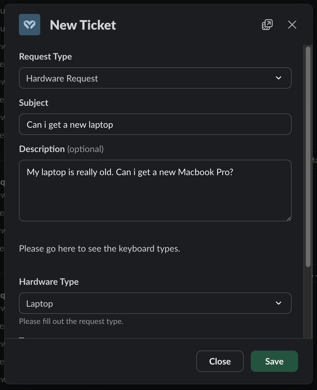 Request capture form