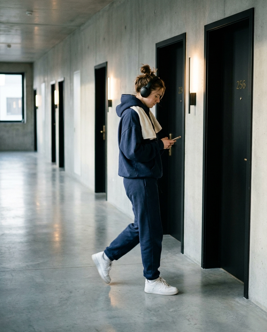 Half-zip in modern residence corridor