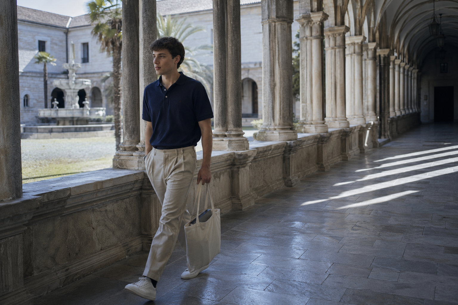 Walking in cloister