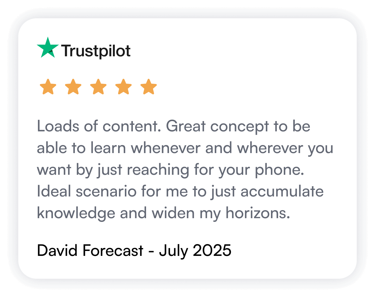 Trustpilot Review by David Forecast: Loads of content. Great concept.