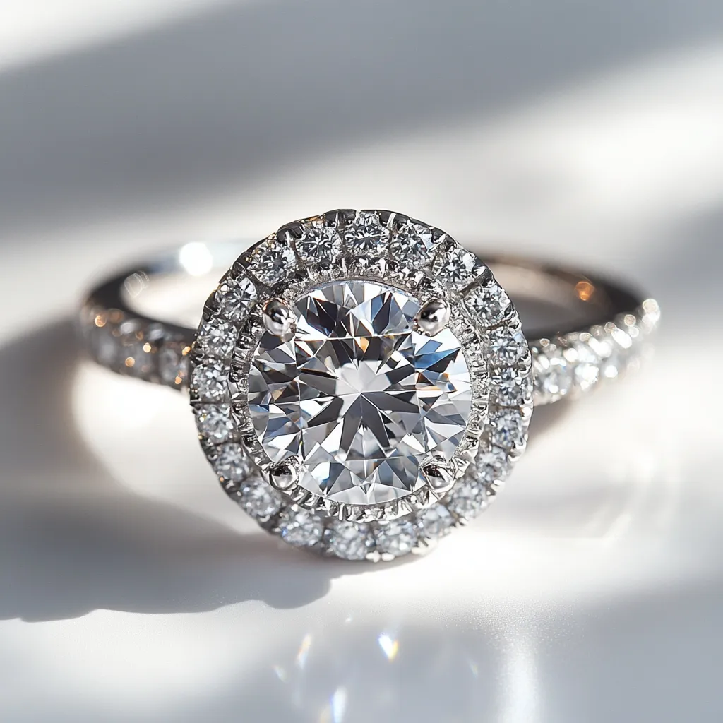 Halo diamond engagement ring