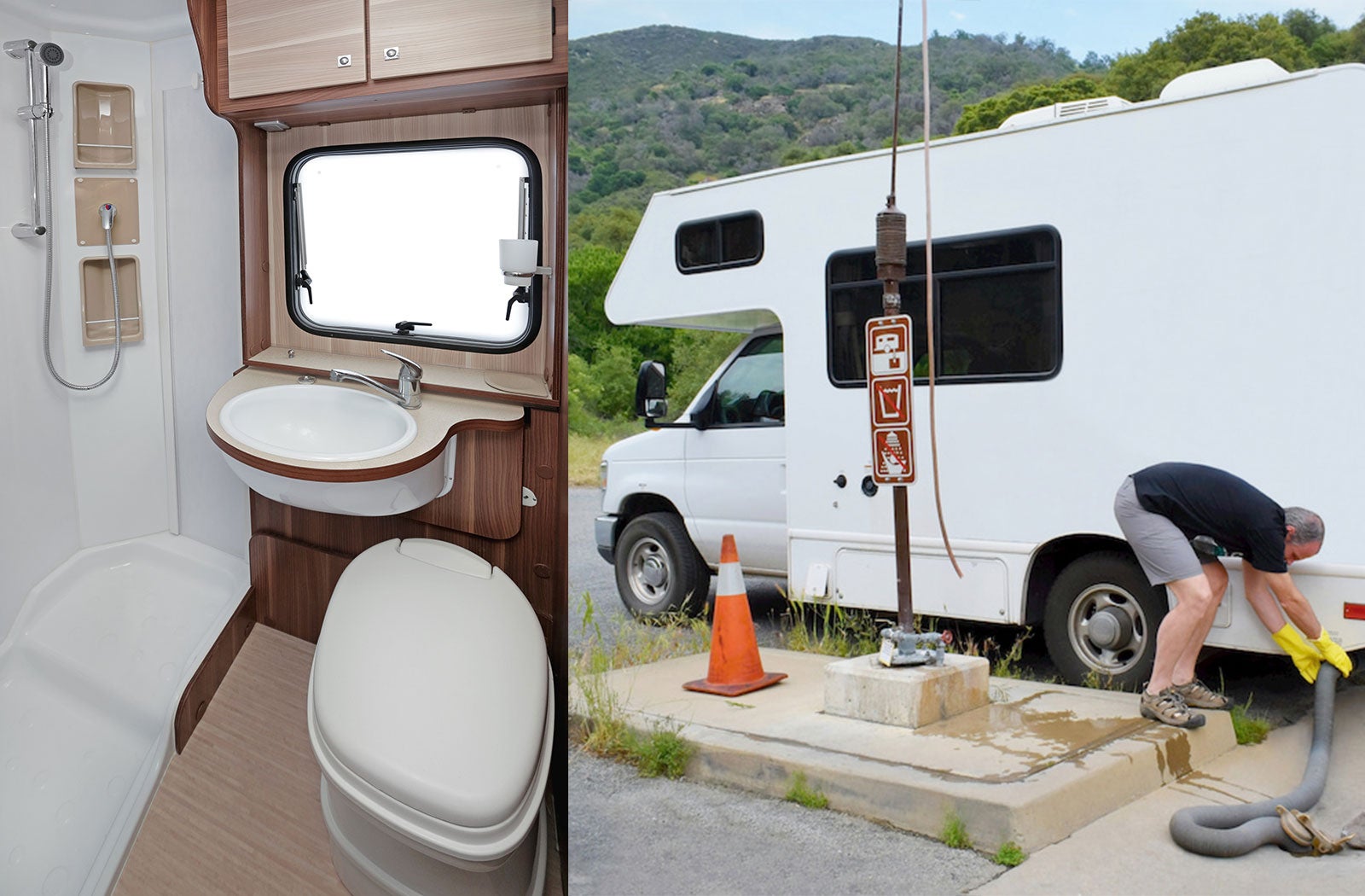 Comfortable restroom interior and service vehicle