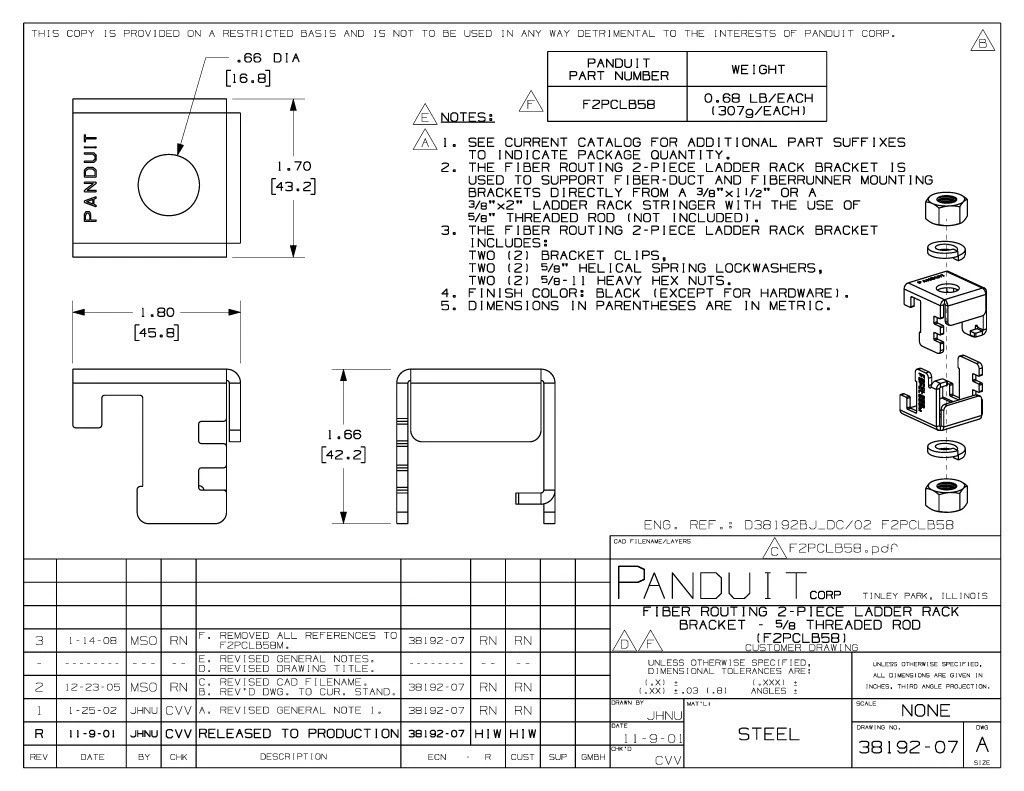 Panduit F2PCLB58 - 2-Piece Ladder Rack Bracket thumbnail 2