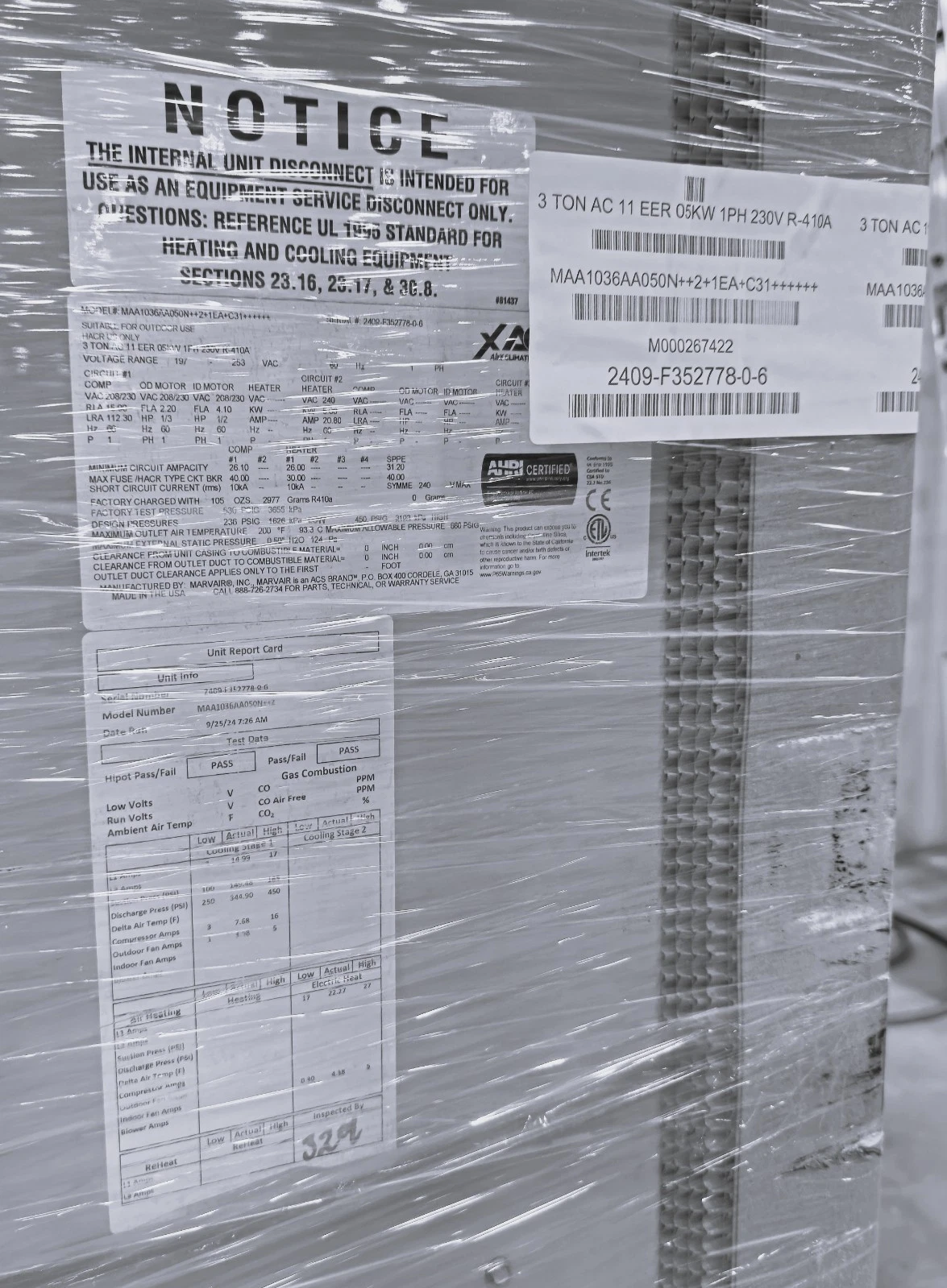 Marvair MAA1036AA050N - 3T Wall-Mount Top Supply HVAC thumbnail 8