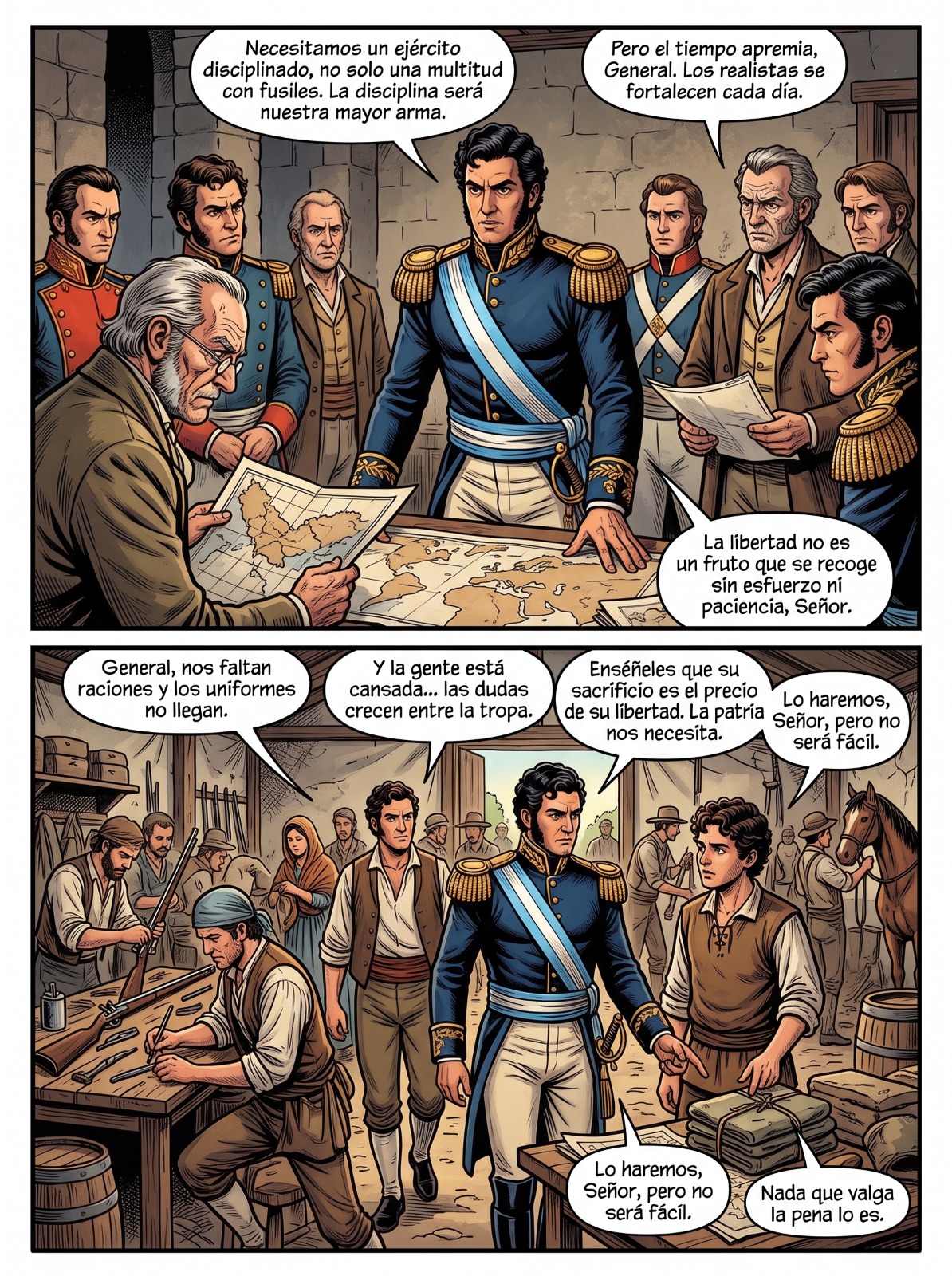 Segunda página de cómic educativo de San Martín