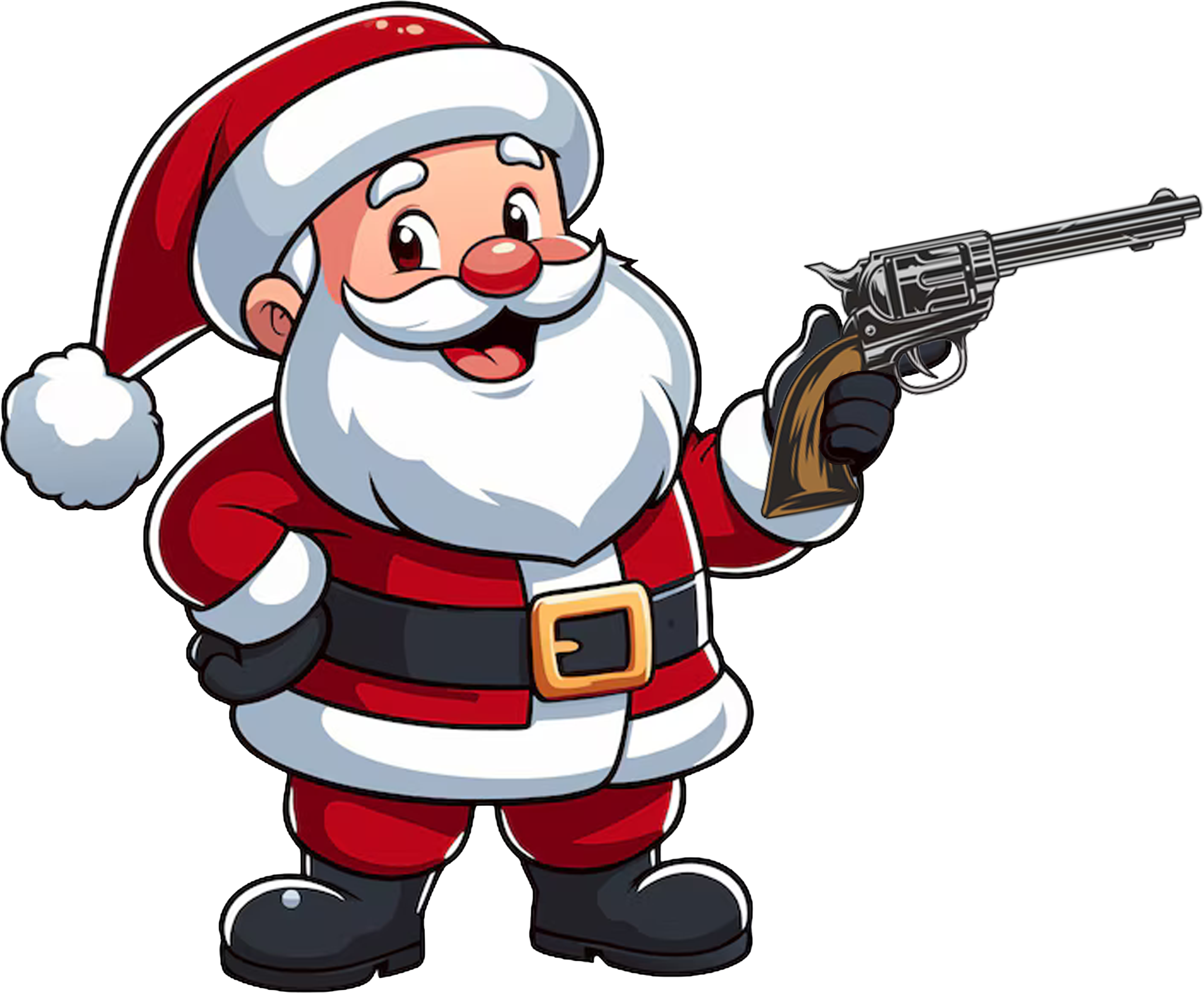 Santa holding a revolver