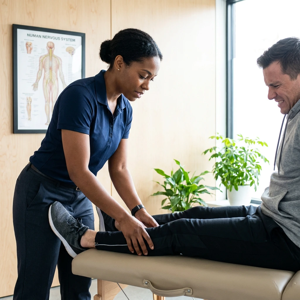 Chiropractor treating patient with sciatica