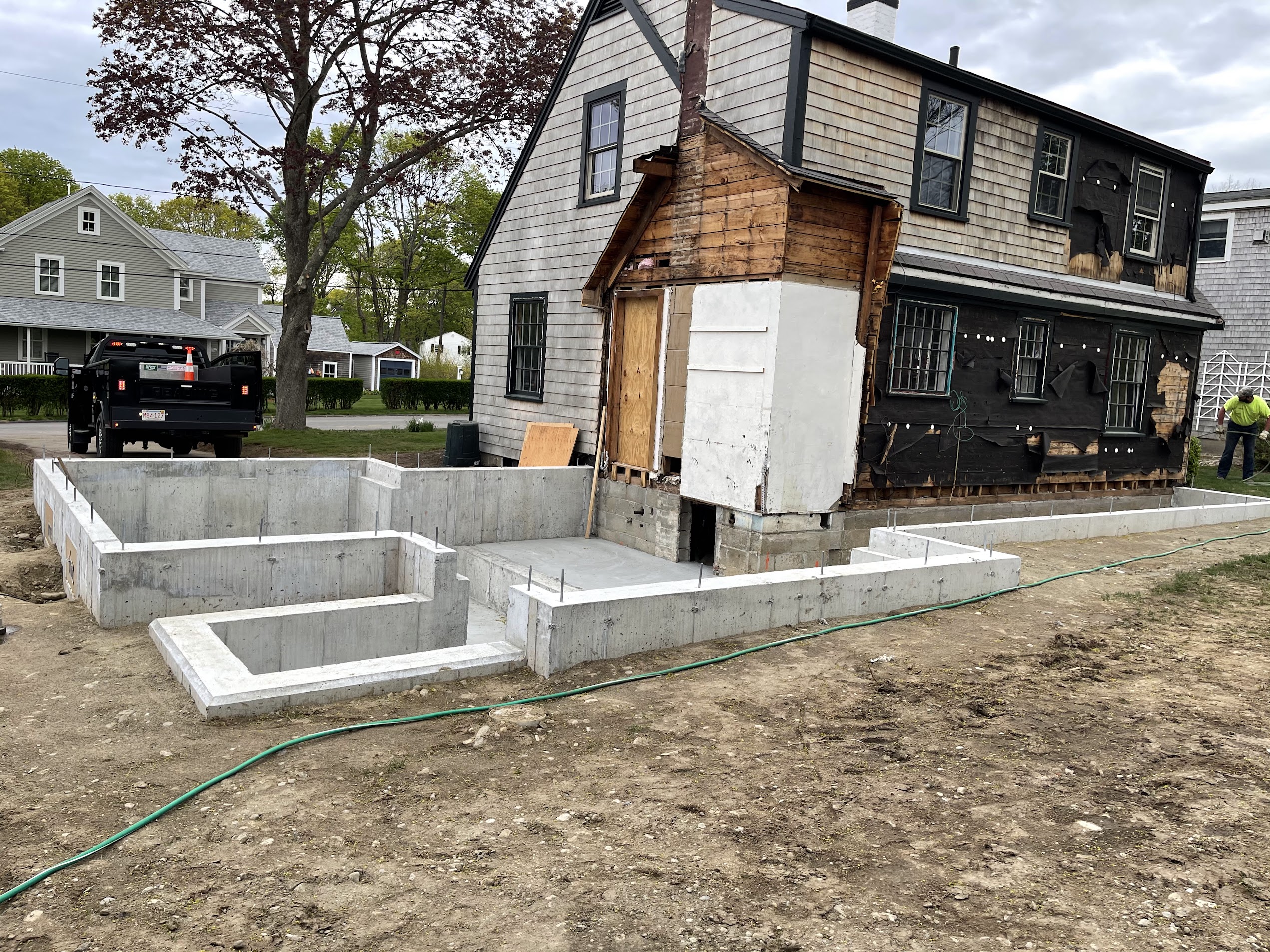 Organized residential foundation construction site