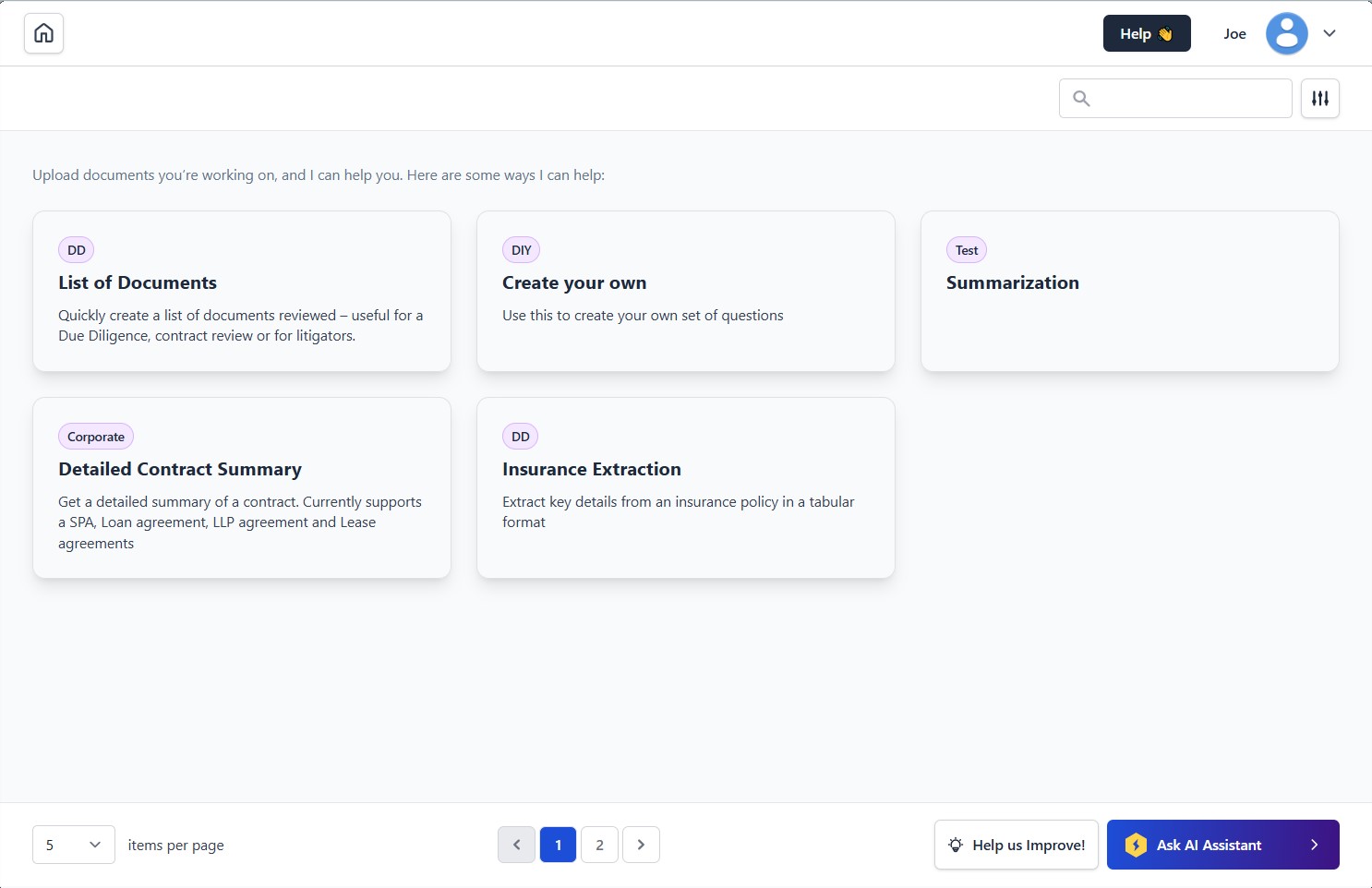 Epistos Dashboard showing various document processing modules