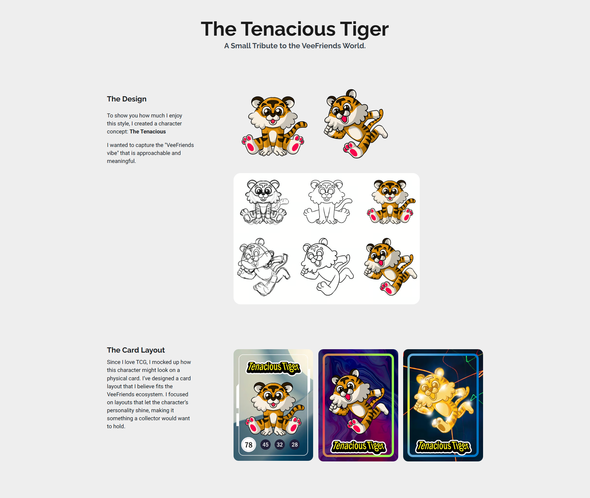 The Tenacious Tiger - VeeFriends character and trading card design proposal