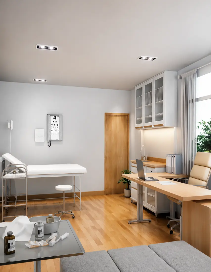 Consultório médico moderno e acolhedor