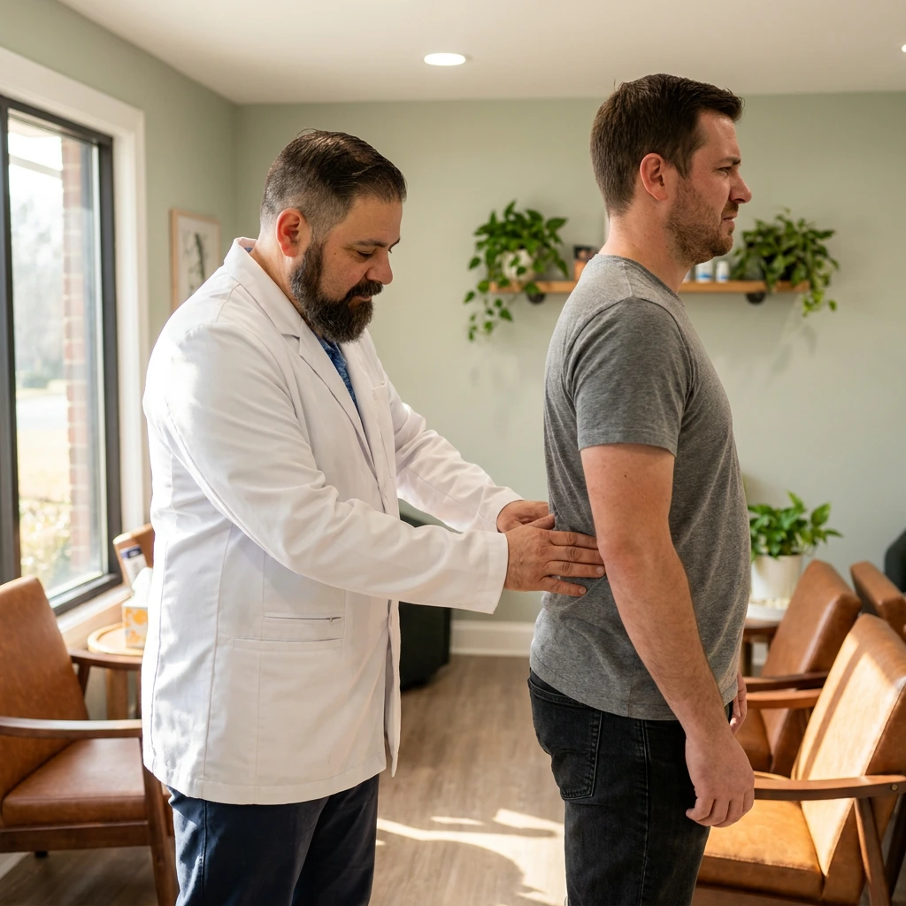 Chiropractor treating patient with back pain