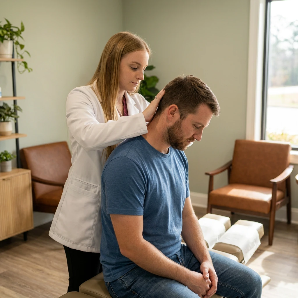 Patient receiving treatment for headaches and migraines