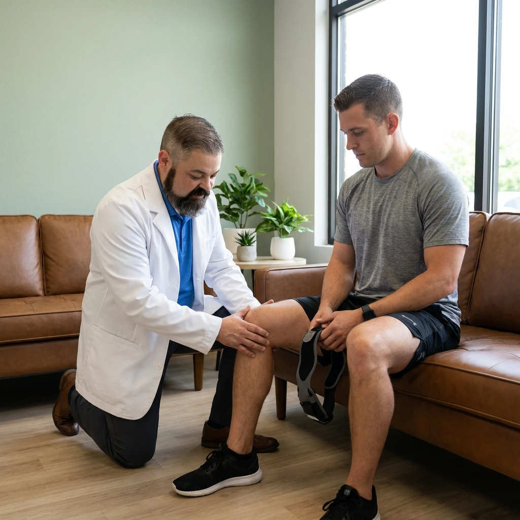 Athlete receiving sports injury rehabilitation