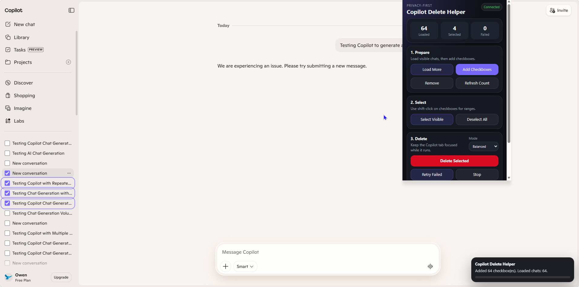 Select chats to delete