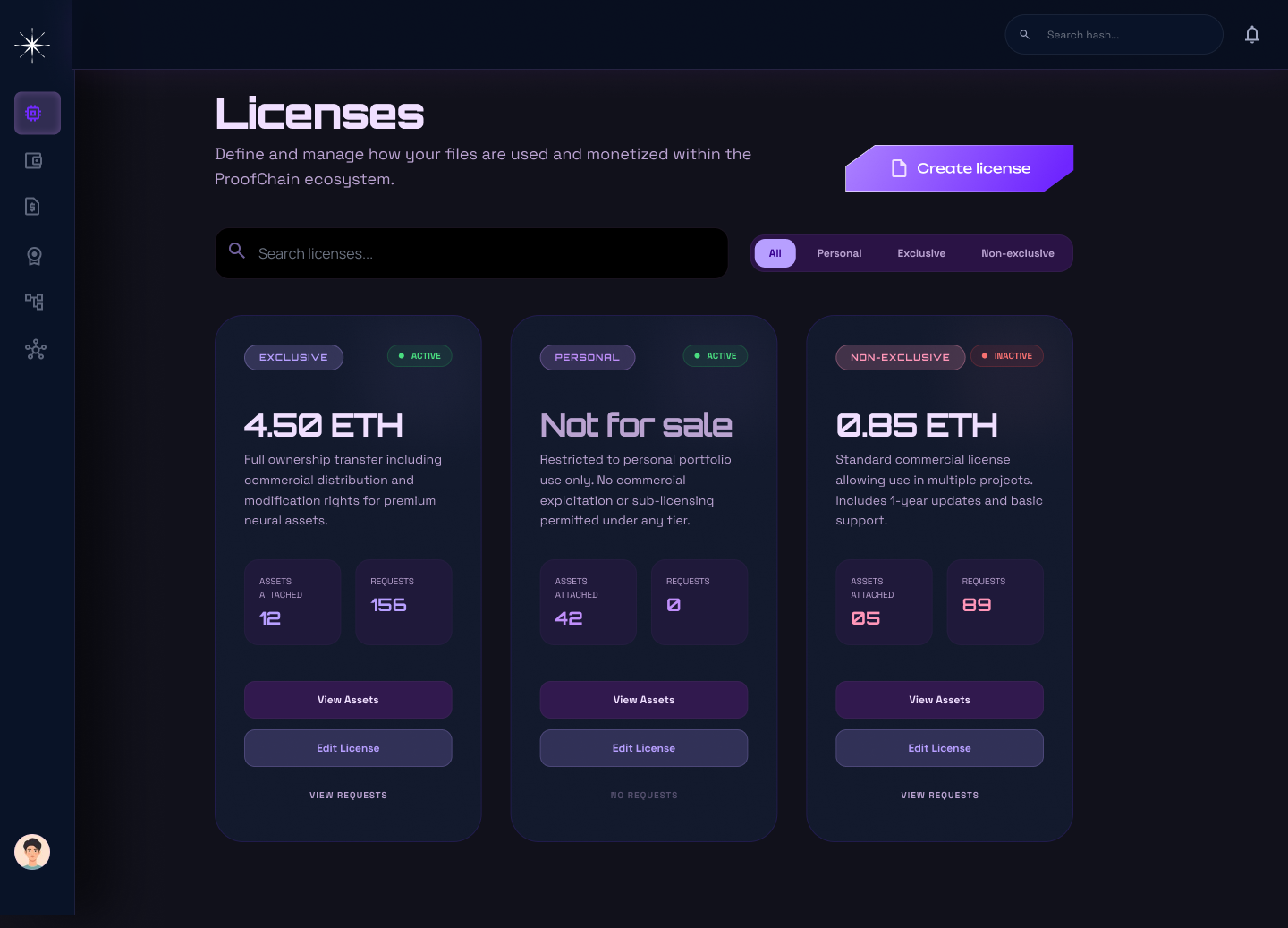 ProofChain Licenses Management