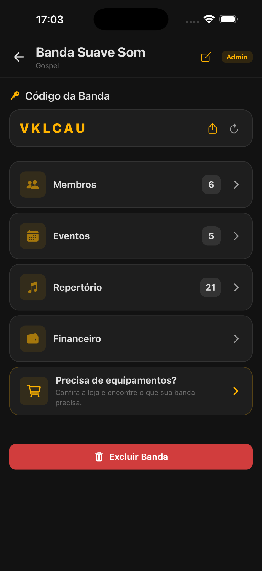 Jams App - Detalhes da banda