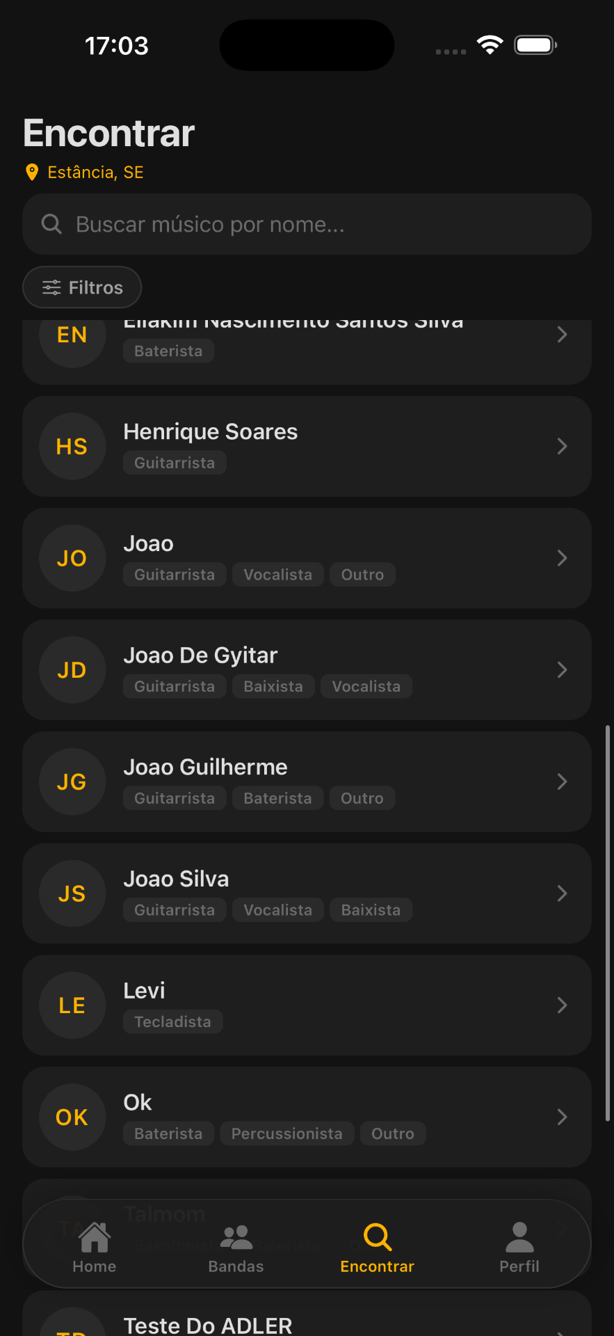Jams App - Encontrar músicos