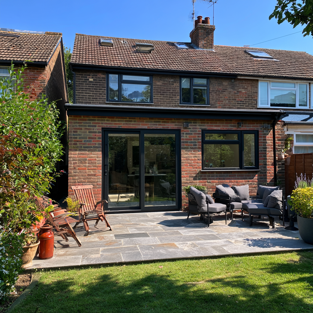 Brick single-storey extension in Harpenden