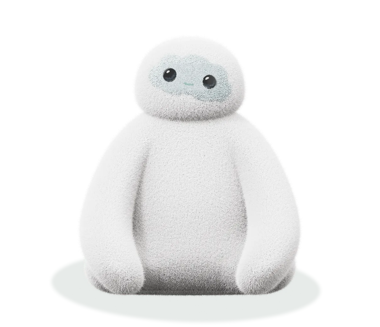 MoYa soft robotic companion sitting with calm face