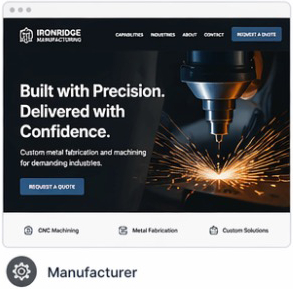 Example BlitzSites™ website for an industrial manufacturer — Ironridge Manufacturing
