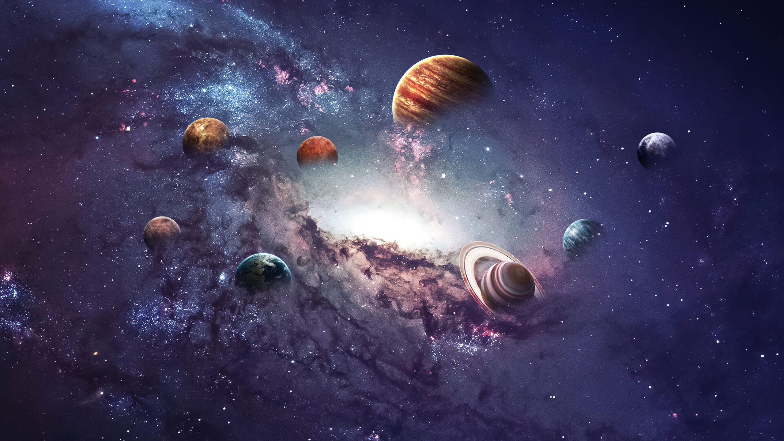 Solar System CGI — Eight Planets and Saturn Ring Detail
