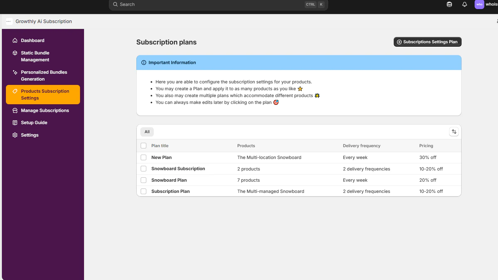 Subscription Plans