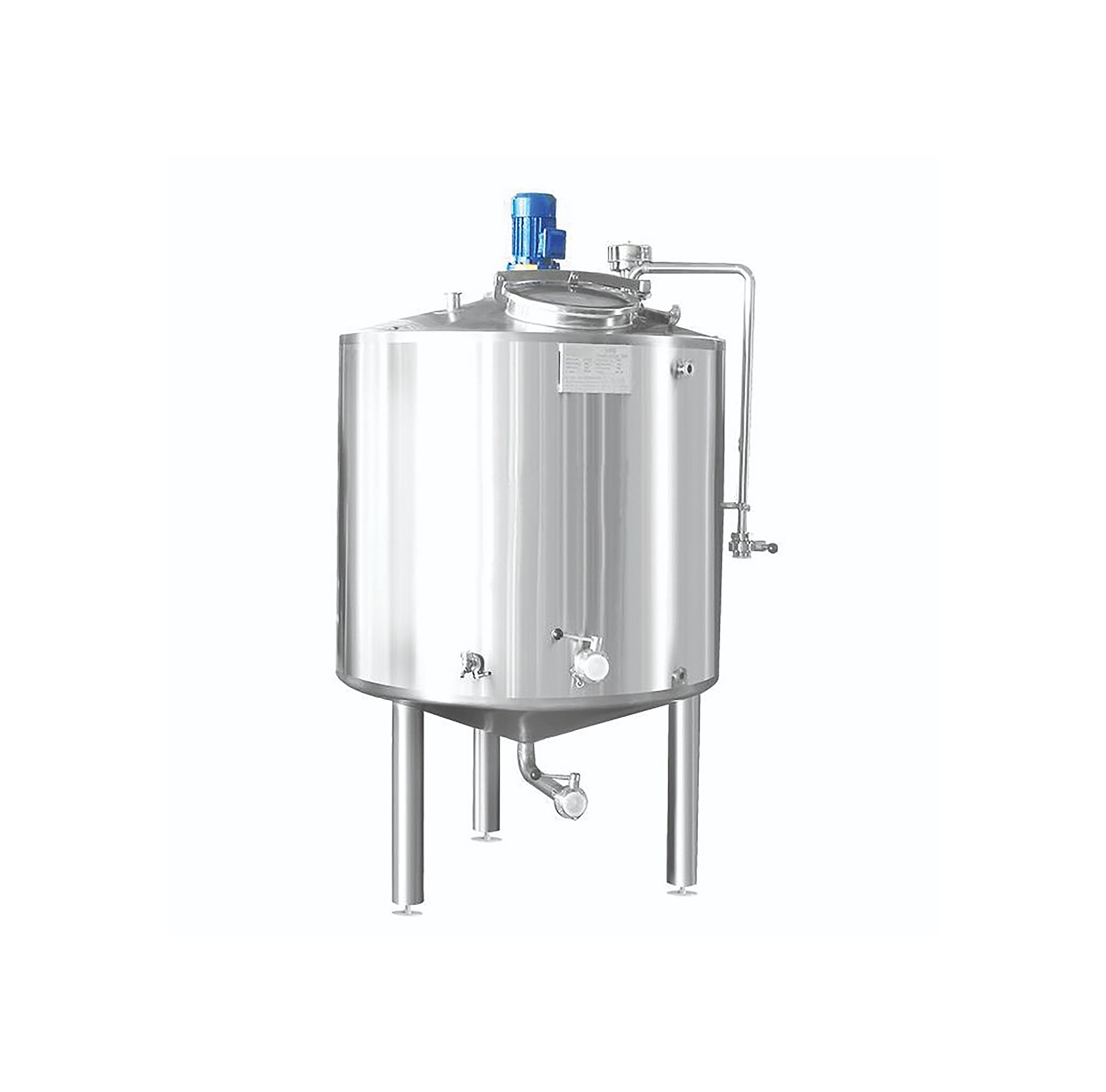 Stainless steel mixing tank with motor and agitator