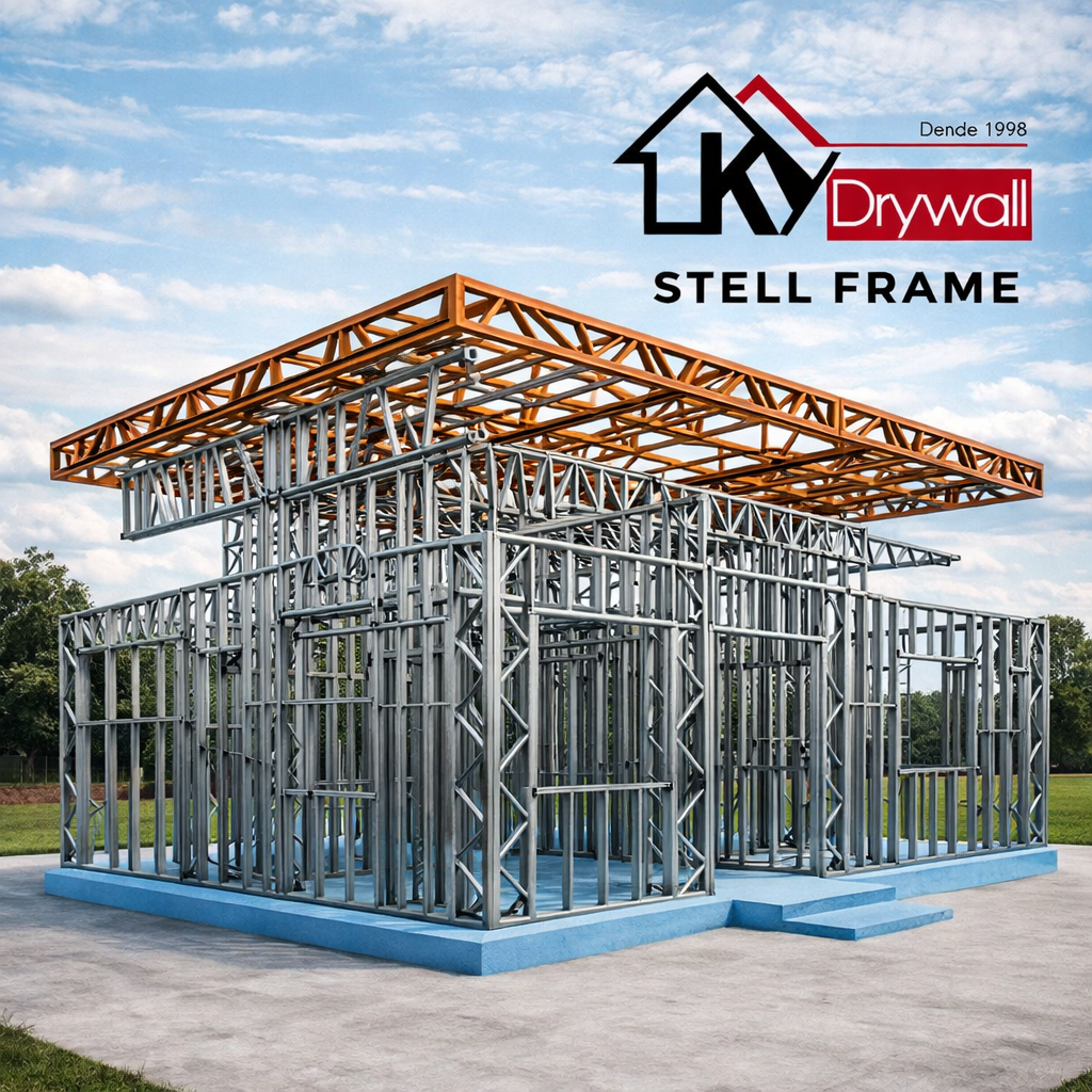 Render 3D de estrutura Steel Frame - KY Drywall