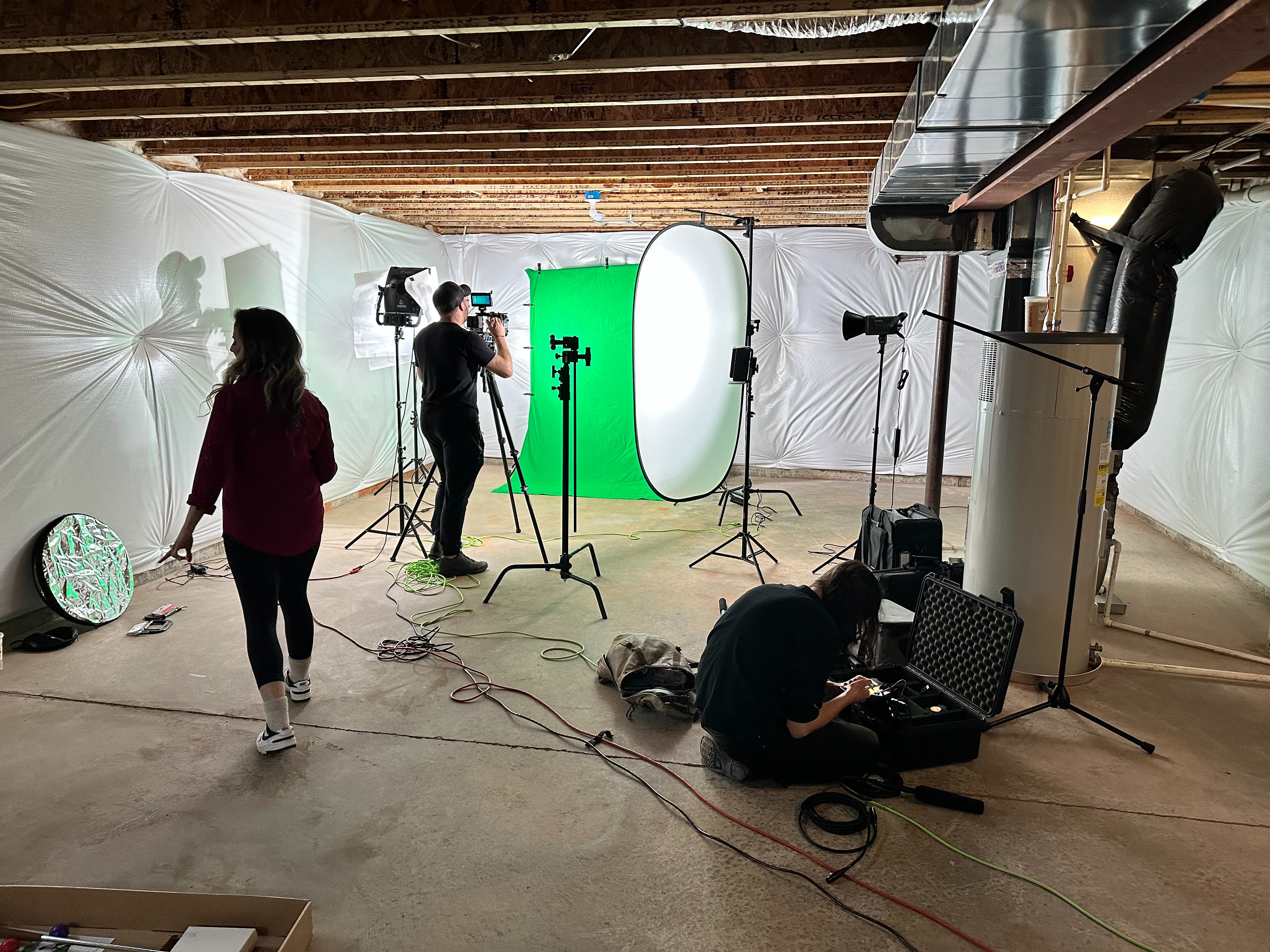 Green screen production setup in studio