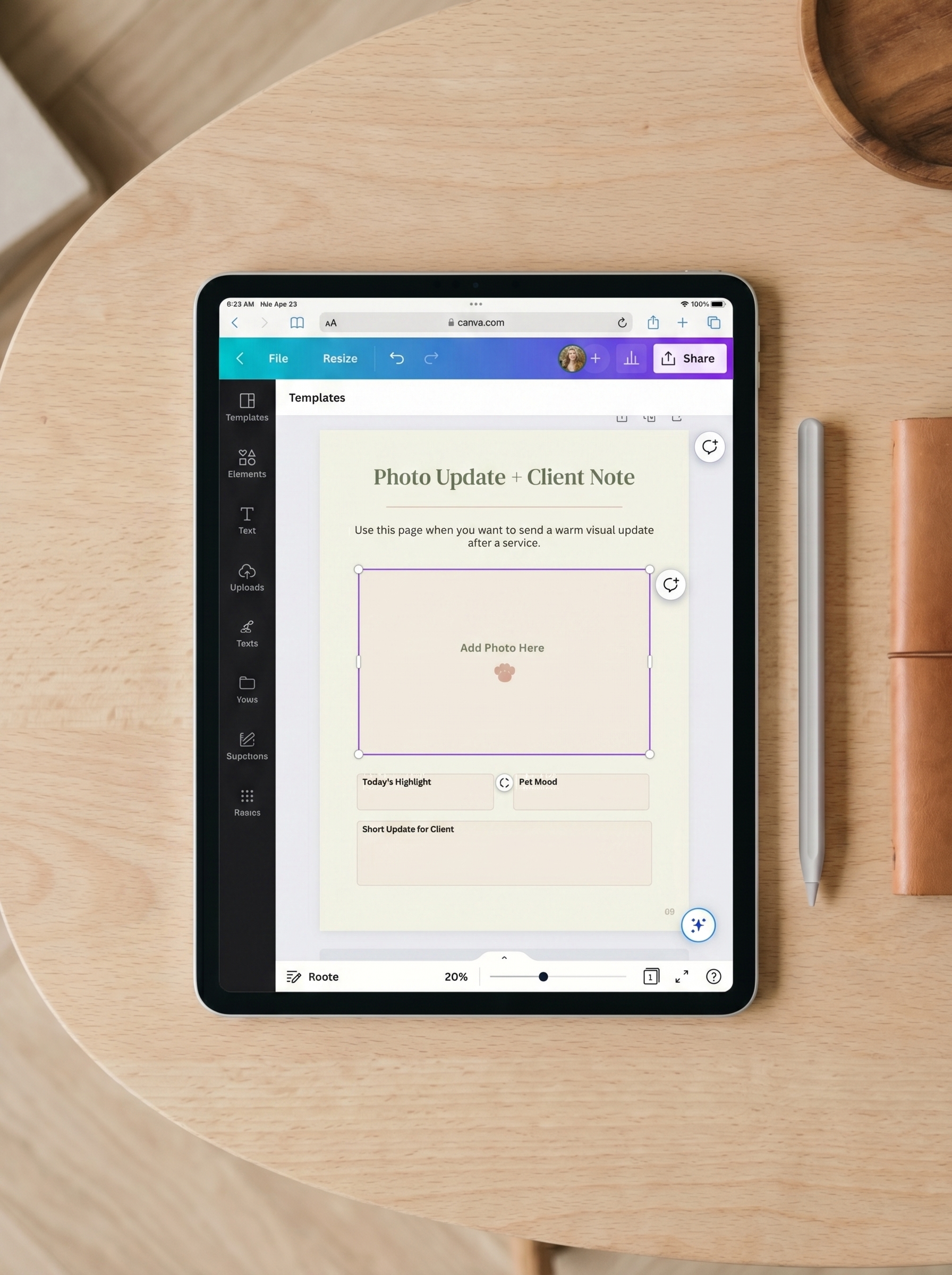 Photo Update + Client Note - Visual update template