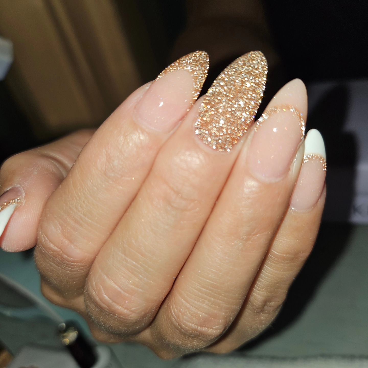 Luxurious nail art with golden accents