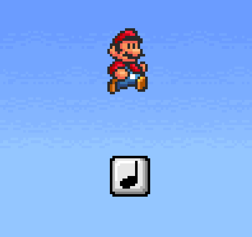 Mario jumping over a block