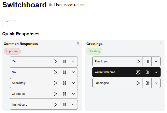 Switchboard Interface