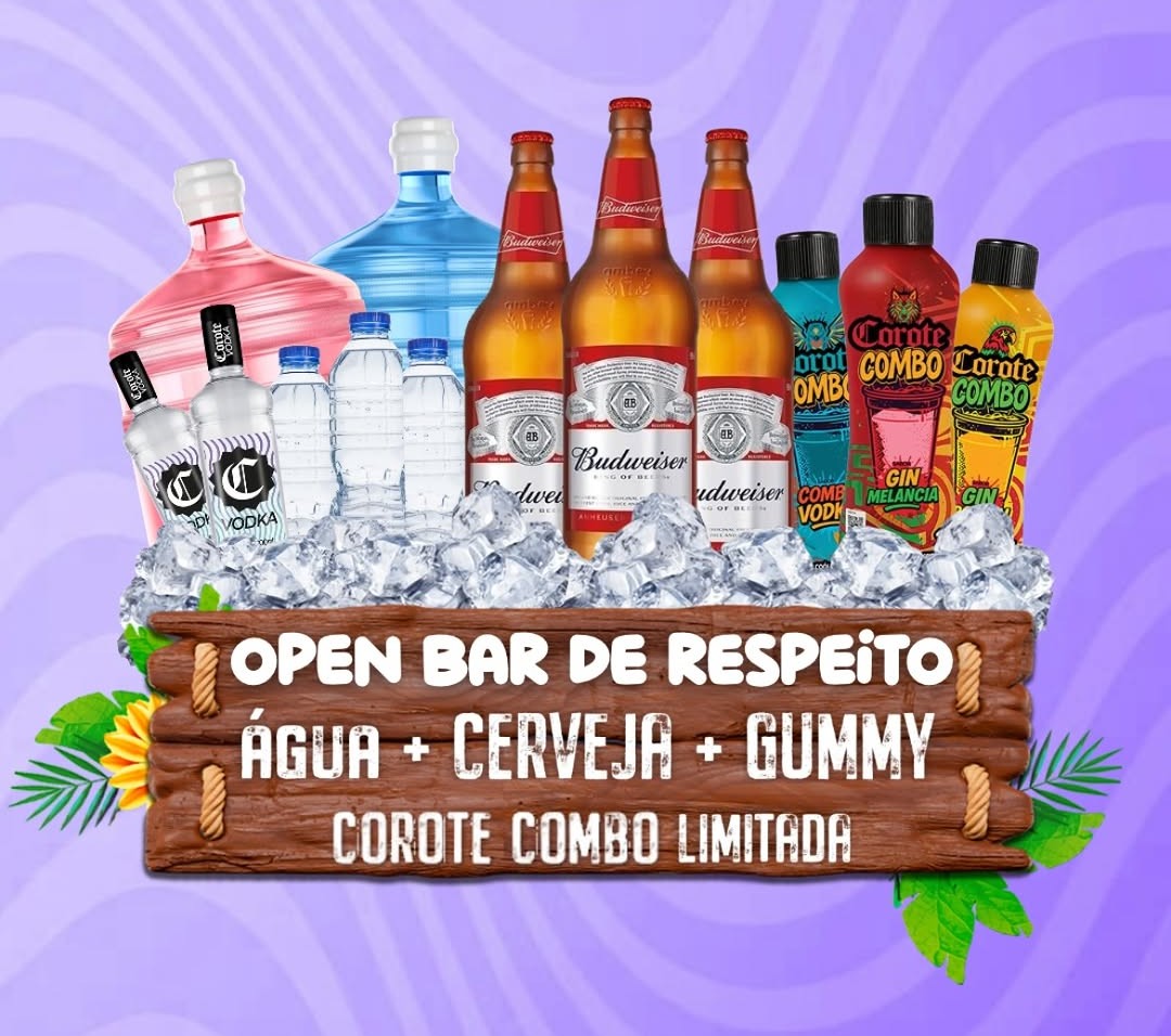 Open Bar Premium com água, cerveja e Corote Combo
