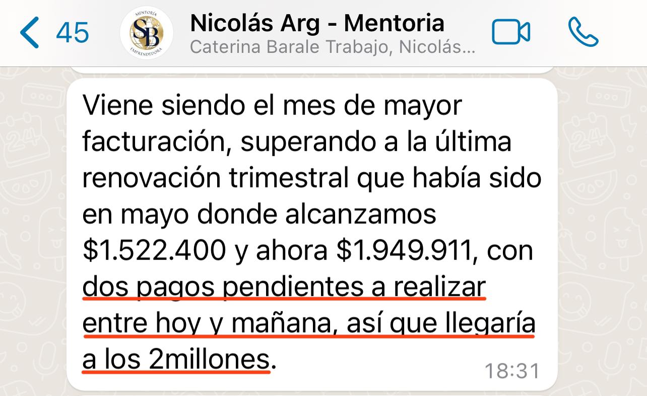 Nicolás llegando a 2 millones en facturación