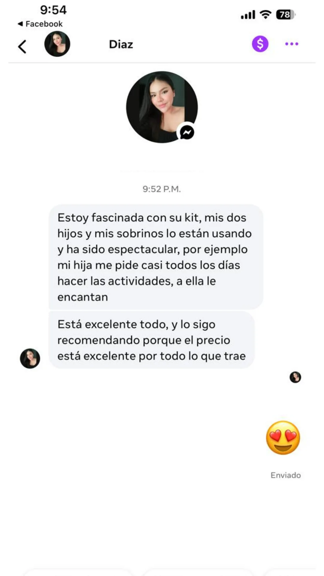 Testimonio de Diaz — fascinada con el kit, sus hijos lo usan todos los días