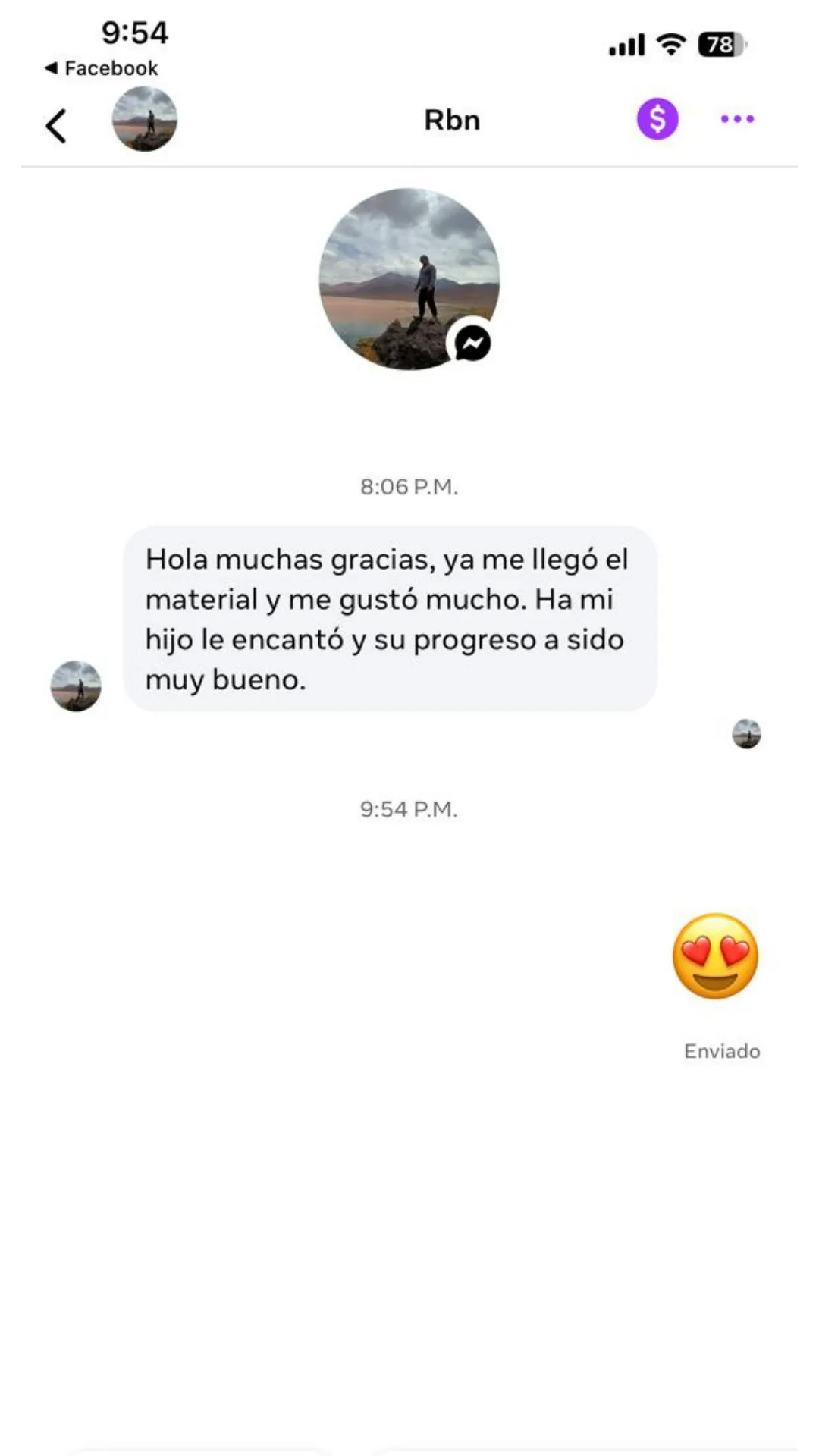 Testimonio de Rbn — le gustó mucho el material, progreso muy bueno