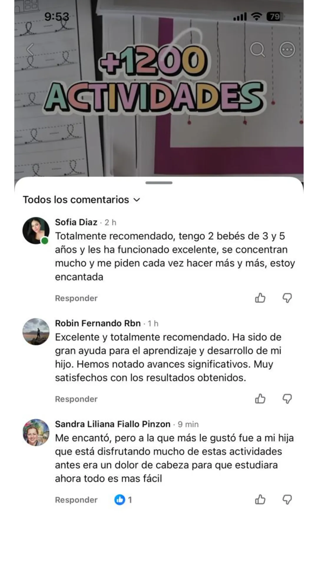 Comentarios Facebook — Sofia Diaz, Robin Fernando Rbn y Sandra Liliana recomiendan el kit