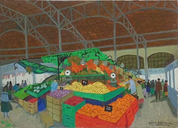 Mercat cobert — parades de fruites i verdures