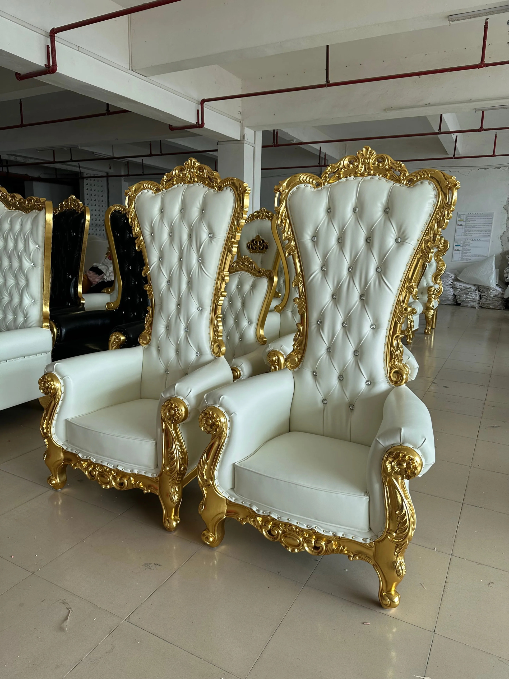 Elegant white and gold throne chairs