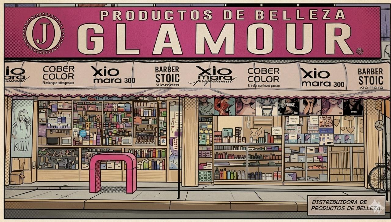Tienda Productos de Belleza GLAMOUR - Fachada con productos de belleza profesionales