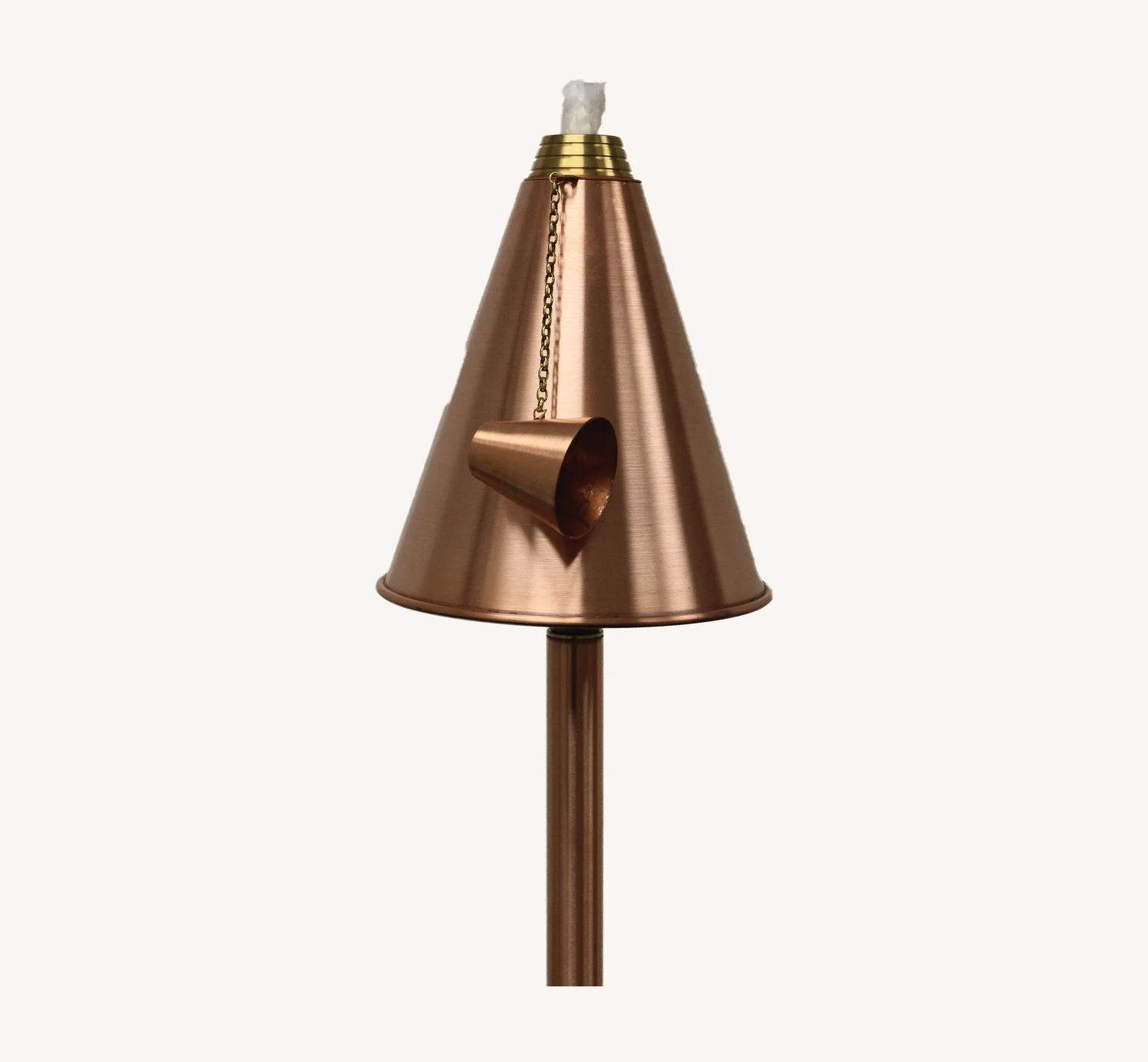 Copper tiki torch with conical shade