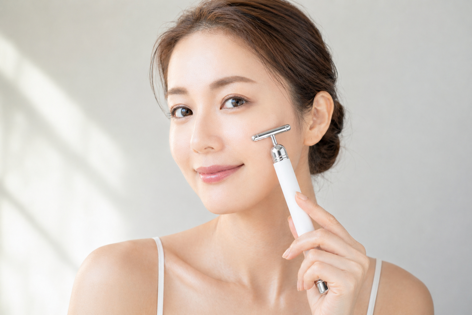 I-UPで目元ケアをする女性