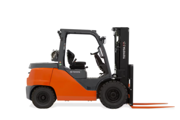 Toyota propane powered 5000 lb forklift available for warehouse and industrial rental in Houston Texas